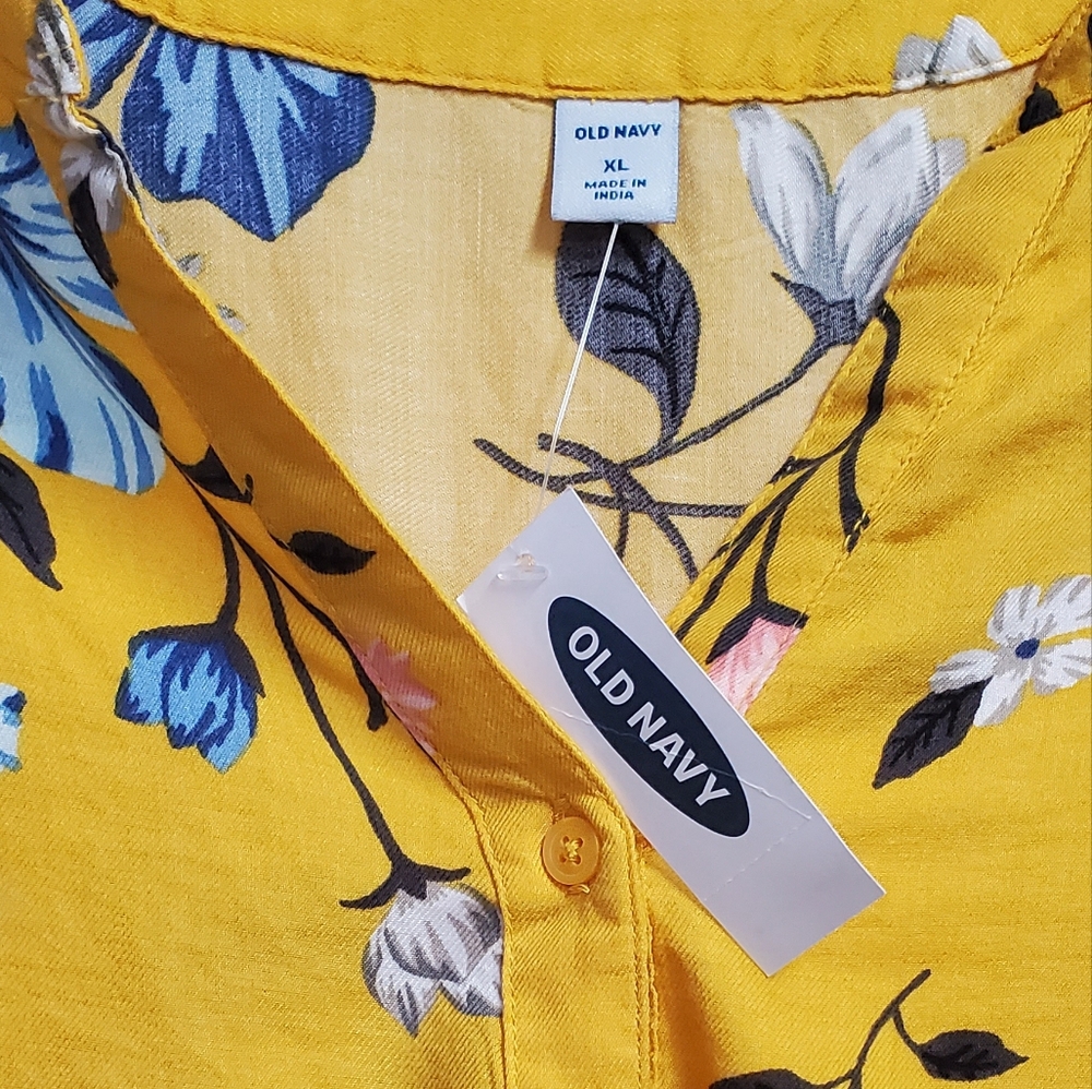 NWT Old Navy Women's Yellow Floral Dress Long Sleeves Size XL - Picture 8 of 9